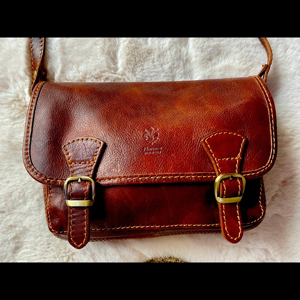 Rich brown, 100% leather saddle bag purse